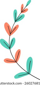 colorful decorative leaf twig, floral ornament