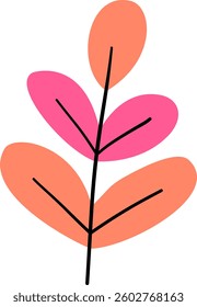 colorful decorative leaf twig, floral ornament