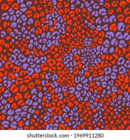 Colorful decorative leopard print design. African animal skin print fur texture background. Spotted vector seamless pattern.