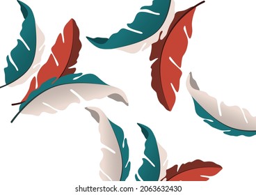 Colorful decorative oak leaves on a white background, falling foliage. Creative template for your design. Vector illustration