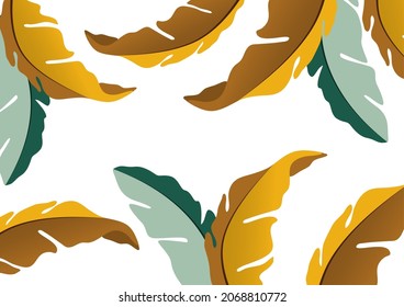 Colorful decorative oak leaves on a white background, falling foliage. Creative template for your design. Vector illustration