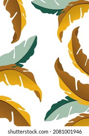 Colorful decorative oak leaves on a white background, falling foliage. Creative template for your design. Vector illustration