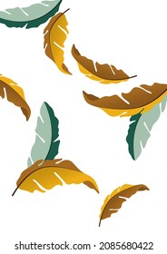 Colorful decorative oak leaves on a white background, falling foliage. Creative template for your design. Vector illustration