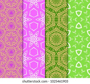 Colorful decorative pattern set in bright tones. Vector illustration. Fashion design