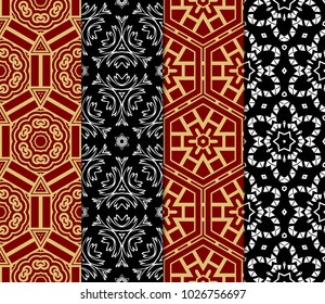Colorful decorative pattern set in bright tones. Vector illustration. Fashion design