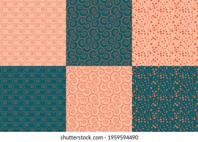 Colorful decorative pattern set in matching color tones