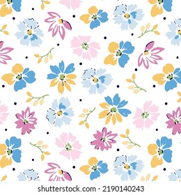 Colorful decorative polka dot daisies pattern