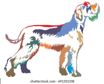 Colorful decorative portrait of standing in profile Giant Schnauzer, vector isolated illustration on white background