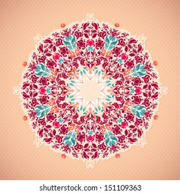 Colorful decorative round background. circle background with many details