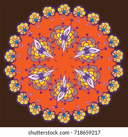 Colorful decorative round flower composition. Double flower frame.