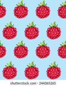 Colorful decorative seamless pattern with raspberries