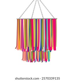 Colorful decorative tassle hanging decor vector illustration for Indian wedding ceremony, haldi sangeet mehendi invitation design, pool party, cocktail night
