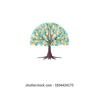 Vector de árbol decorativo colorido aislado en blanco