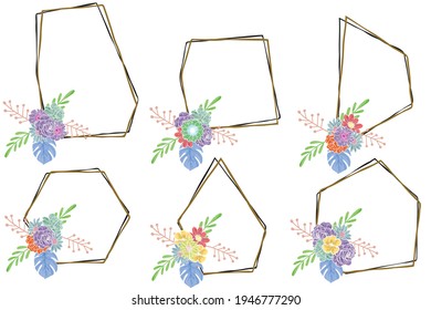 Colorful Decorative Watercolor Floral Object Craft for Invitation Border or Ornament