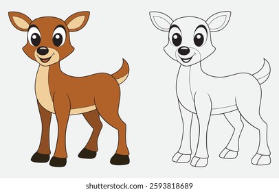 Colorful deer cartoon vector art Illustration Isolated on white background