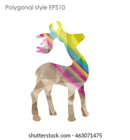 Colorful deer in geometric polygonal style.Abstract gems triangle,modern design background.Vector illustration EPS10. Concept for Christmas celebrate festival card on white isolated. 