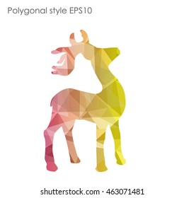 Colorful deer in geometric polygonal style.Abstract gems triangle,modern design background.Vector illustration EPS10. Concept for Christmas celebrate festival card on white isolated. 