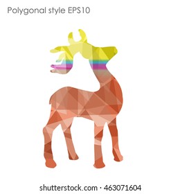 Colorful deer in geometric polygonal style.Abstract gems triangle,modern design background.Vector illustration EPS10. Concept for Christmas celebrate festival card on white isolated. 