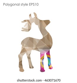 Colorful deer in geometric polygonal style.Abstract gems triangle,modern design background.Vector illustration EPS10. Concept for Christmas celebrate festival card on white isolated. 