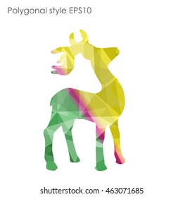 Colorful deer in geometric polygonal style.Abstract gems triangle,modern design background.Vector illustration EPS10. Concept for Christmas celebrate festival card on white isolated. 