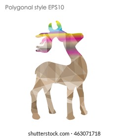 Colorful deer in geometric polygonal style.Abstract gems triangle,modern design background.Vector illustration EPS10. Concept for Christmas celebrate festival card on white isolated. 