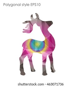 Colorful deer in geometric polygonal style.Abstract gems triangle,modern design background.Vector illustration EPS10. Concept for Christmas celebrate festival card on white isolated. 