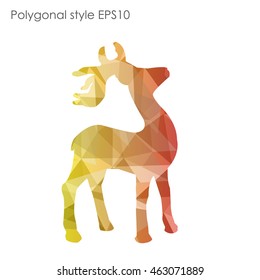 Colorful deer in geometric polygonal style.Abstract gems triangle,modern design background.Vector illustration EPS10. Concept for Christmas celebrate festival card on white isolated. 