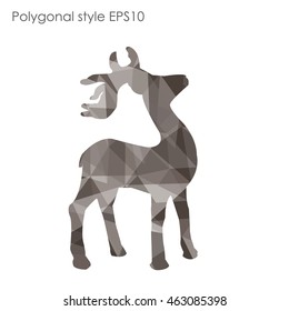 Colorful deer in geometric polygonal style.Abstract gems triangle,modern design background.Vector illustration EPS10. Concept for Christmas celebrate festival card on white isolated. 