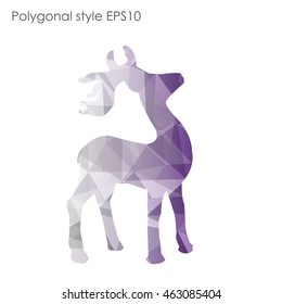 Colorful deer in geometric polygonal style.Abstract gems triangle,modern design background.Vector illustration EPS10. Concept for Christmas celebrate festival card on white isolated. 