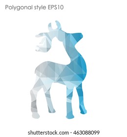 Colorful deer in geometric polygonal style.Abstract gems triangle,modern design background.Vector illustration EPS10. Concept for Christmas celebrate festival card on white isolated. 