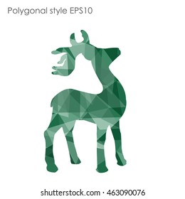 Colorful deer in geometric polygonal style.Abstract gems triangle,modern design background.Vector illustration EPS10. Concept for Christmas celebrate festival card on white isolated. 