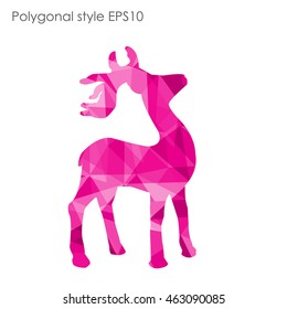 Colorful deer in geometric polygonal style.Abstract gems triangle,modern design background.Vector illustration EPS10. Concept for Christmas celebrate festival card on white isolated. 