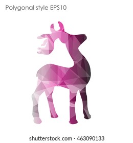 Colorful deer in geometric polygonal style.Abstract gems triangle,modern design background.Vector illustration EPS10. Concept for Christmas celebrate festival card on white isolated. 