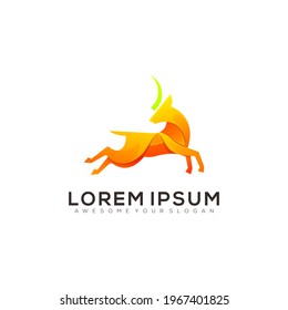 colorful deer gradient logo design ilustration 