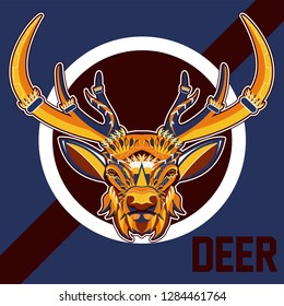 Colorful deer illustration. Background with wild animal