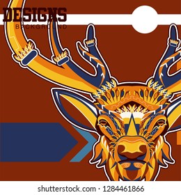 Colorful deer illustration. Background with wild animal