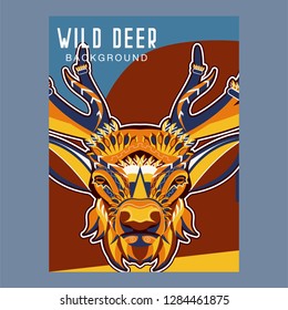 Colorful deer illustration. Background with wild animal