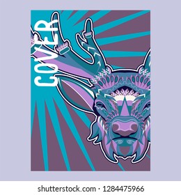 Colorful deer illustration. Background with wild animal