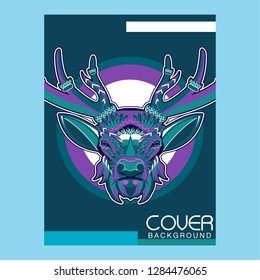 Colorful deer illustration. Background with wild animal