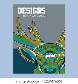 Colorful deer illustration. Background with wild animal