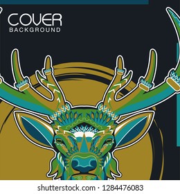 Colorful deer illustration. Background with wild animal