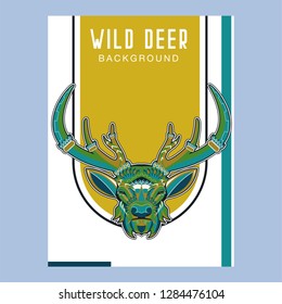 Colorful deer illustration. Background with wild animal