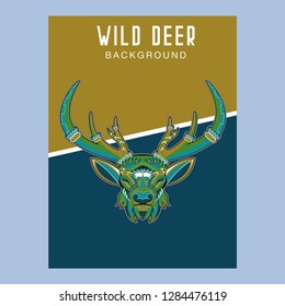 Colorful deer illustration. Background with wild animal