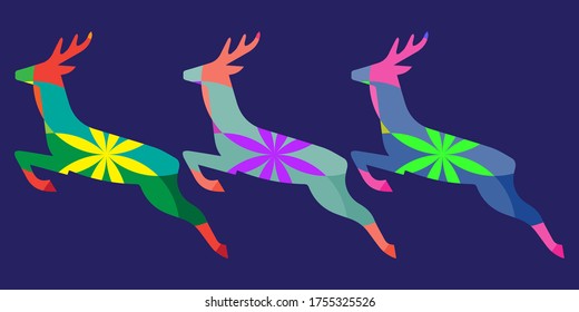 Colorful Deer Illustration Vector Design 