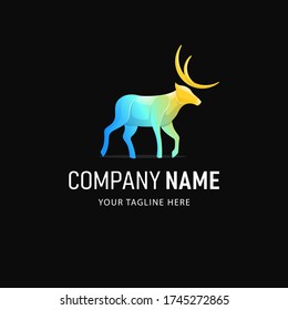 Diseño del logotipo del ciervo colorido. Estilo de degradado Animal