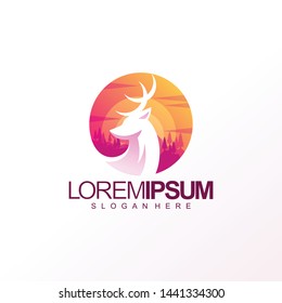 colorful deer logo design vector illustration