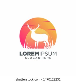 colorful deer logo design vector