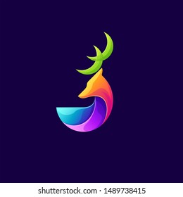 colorful deer logo design vector illustration