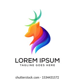 colorful deer logo vector, deer logo illustration