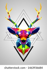 Colorful deer low poly design
